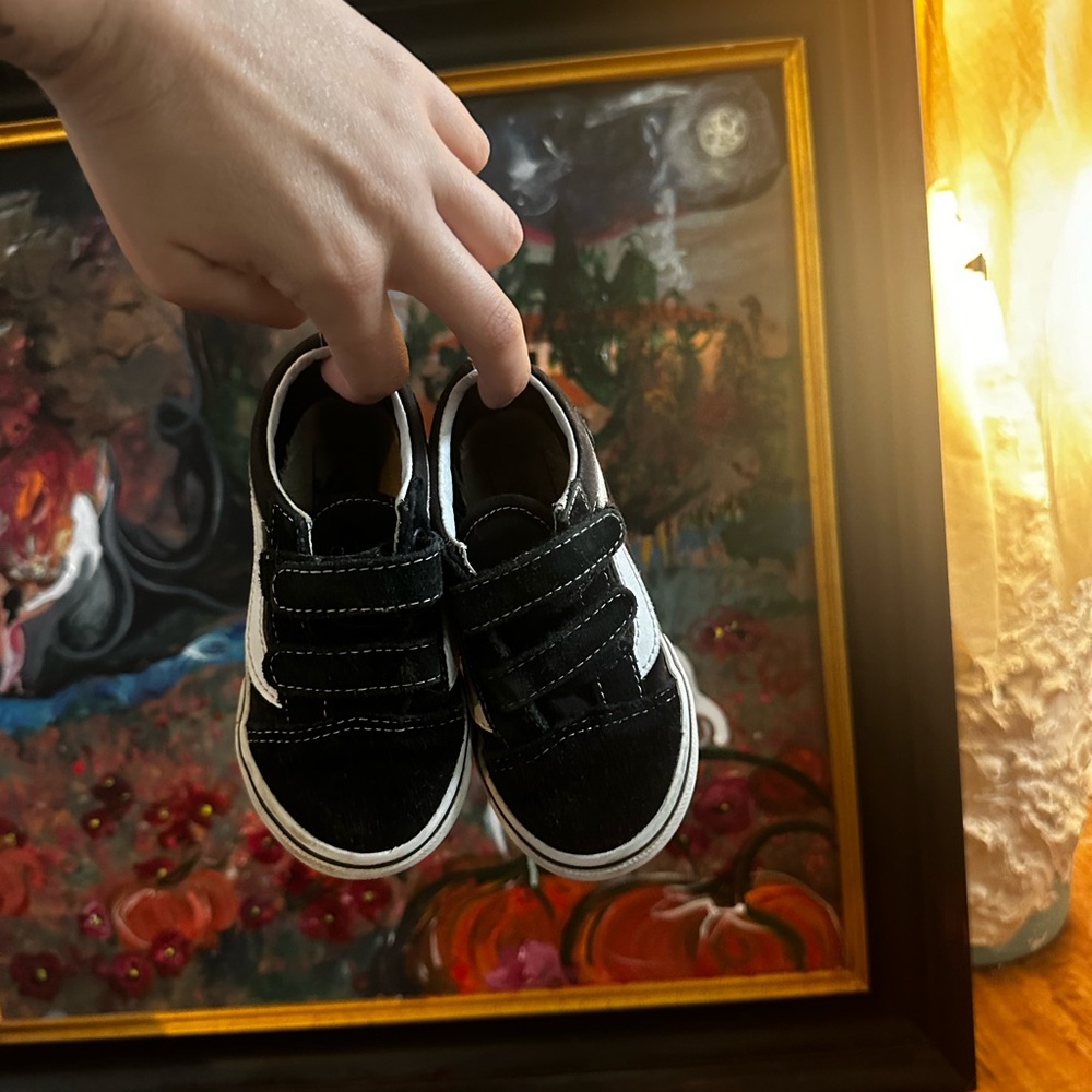 Kids Black and White Velcro Sneakers